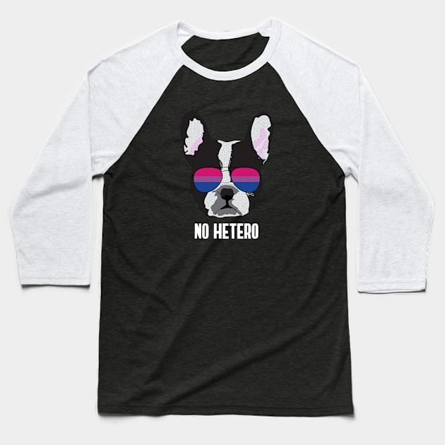 NO HETERO - Boston Terrier Dog Bi Bisexual Pride Flag Baseball T-Shirt by NightField